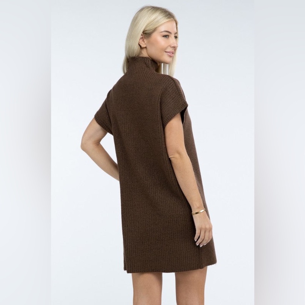 Zenana Brown Sleeveless Sweater Dress